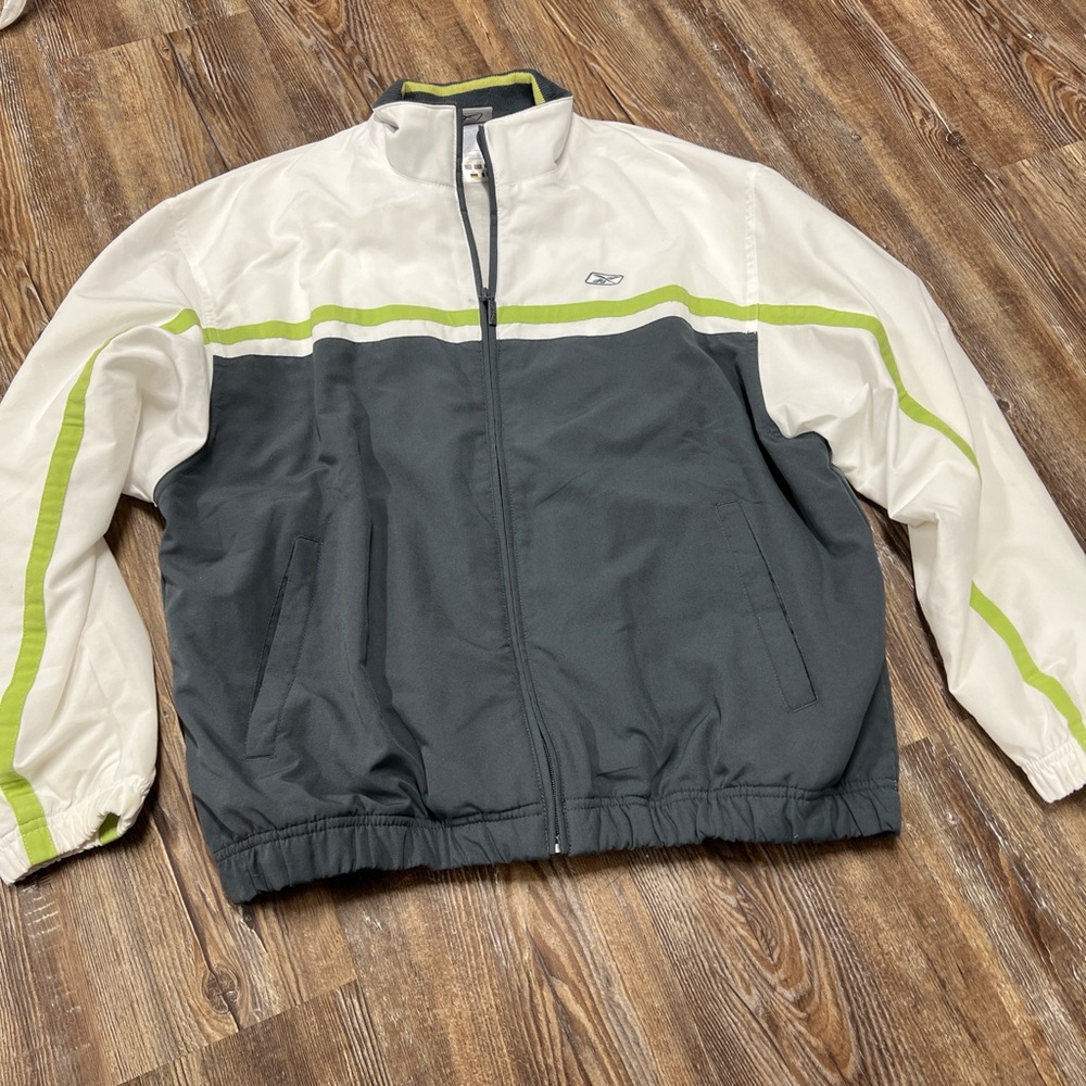 Grey and white vintage Reebok windbreaker